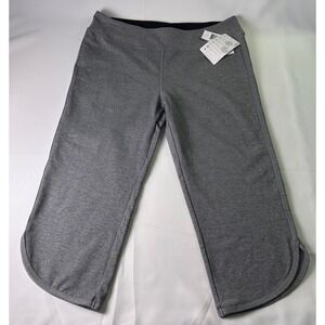 NWT Tuff Athletics Capri Leggings Womens XL Gray Activewear Workout Pants New